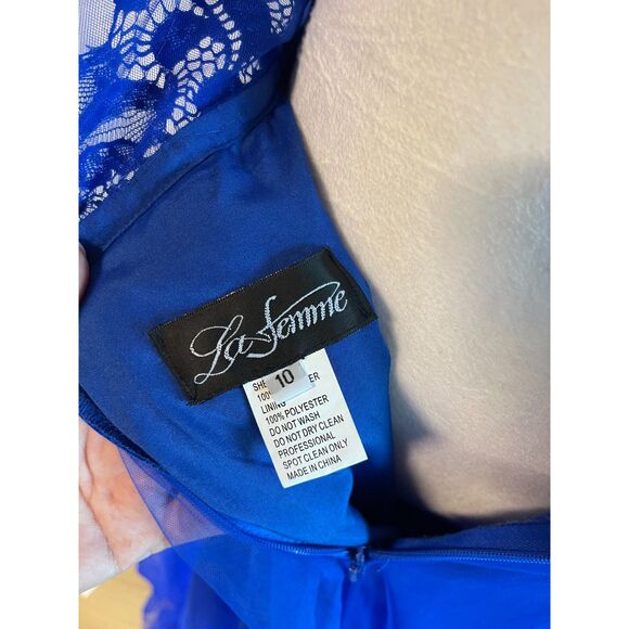 La Femme Royal Blue Lace Bodice Gown 488$ - Size 10 - Picture 9 of 10